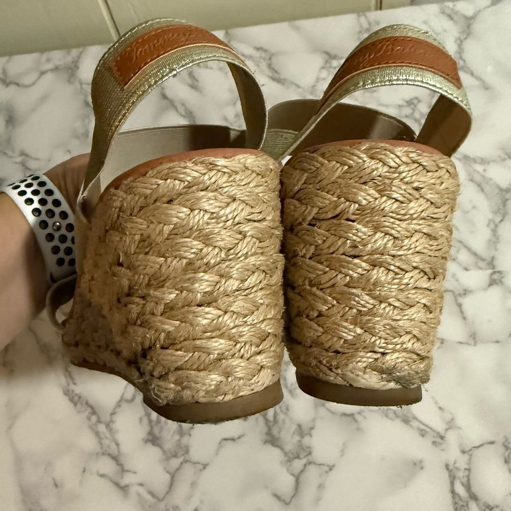 Tommy Bahama Sakura Women's 7.5 Elastic Wedge Sandals Espadrille Metallic Gold - Picture 7 of 11